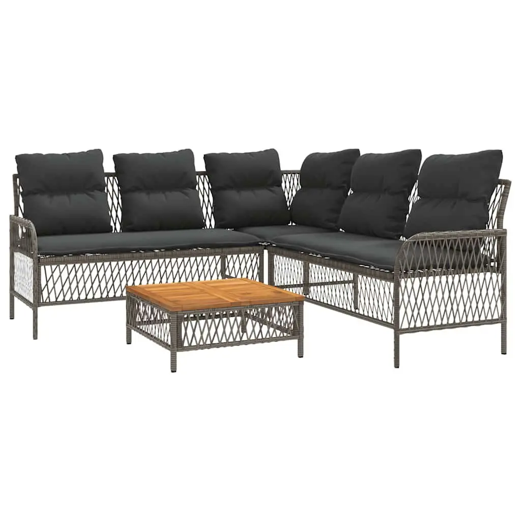 Outdoor Garden Sofa Set 2 Piece Grey Poly Rattan with Cushions Patio Furniture