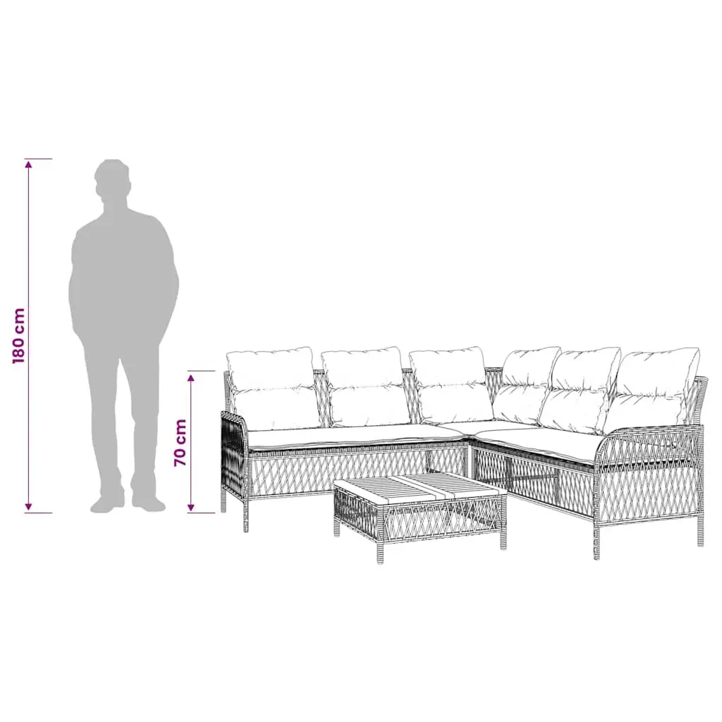 Outdoor Garden Sofa Set 2 Piece Grey Poly Rattan with Cushions Patio Furniture