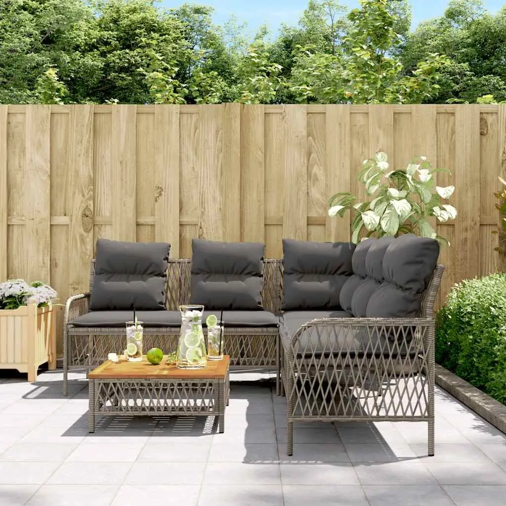 Outdoor Garden Sofa Set 2 Piece Grey Poly Rattan with Cushions Patio Furniture
