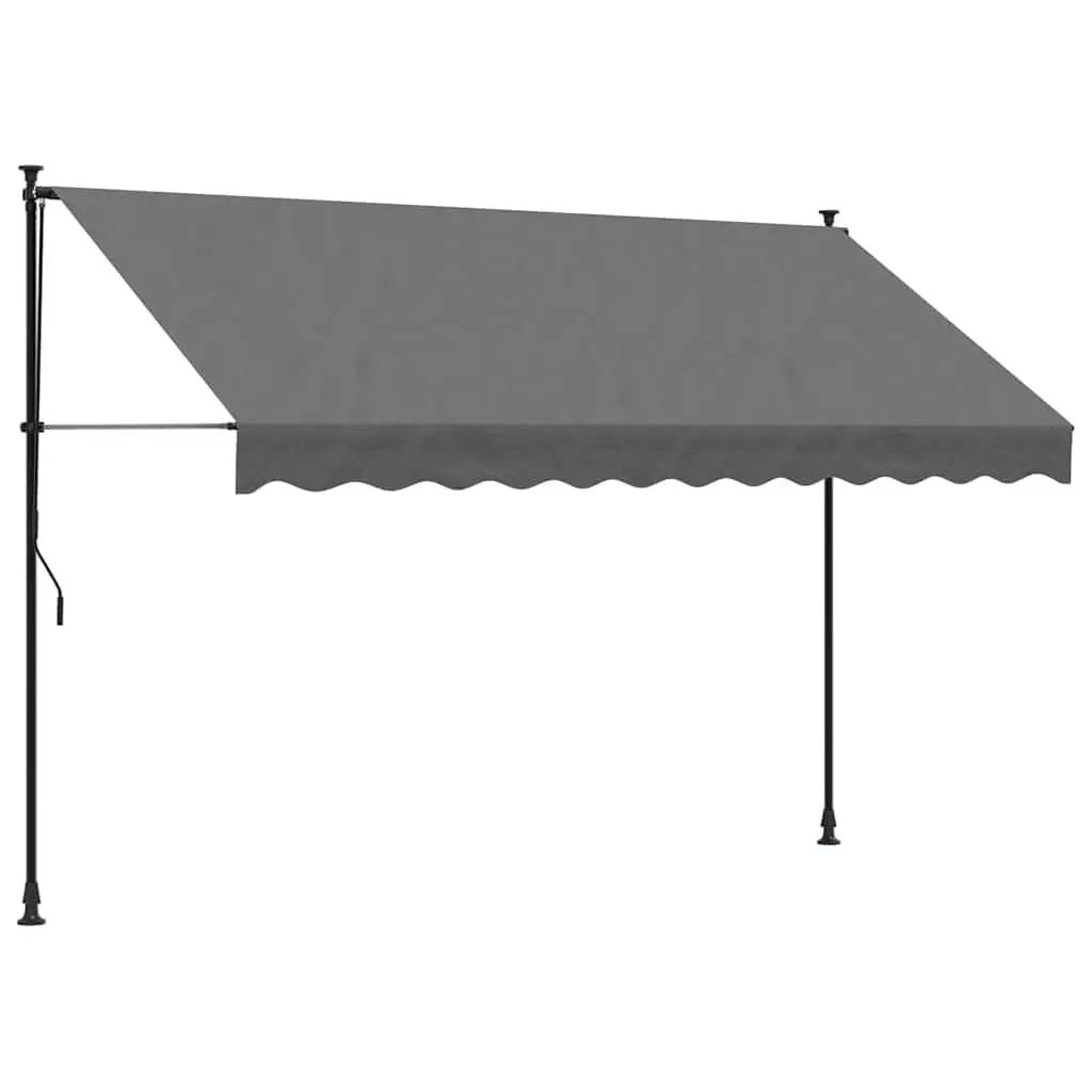 Retractable Awning Steel Frame 300x150cm Manual Crank Handle Fabric Canopy Anthracite