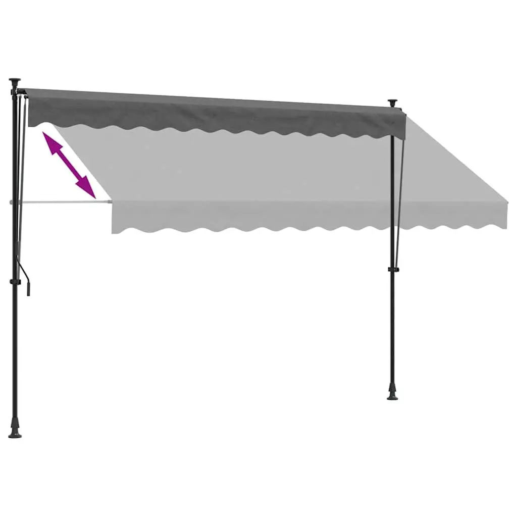 Retractable Awning Steel Frame 300x150cm Manual Crank Handle Fabric Canopy Anthracite