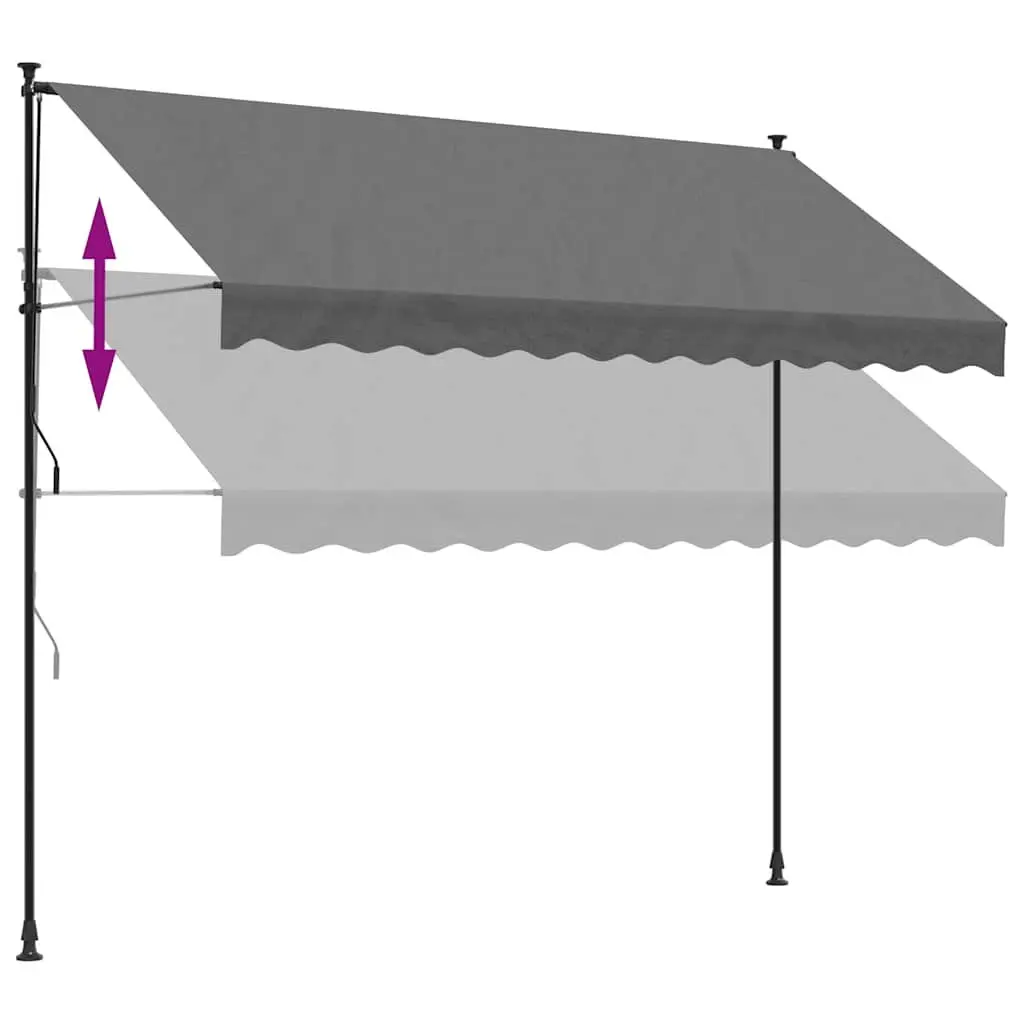 Retractable Awning Steel Frame 300x150cm Manual Crank Handle Fabric Canopy Anthracite
