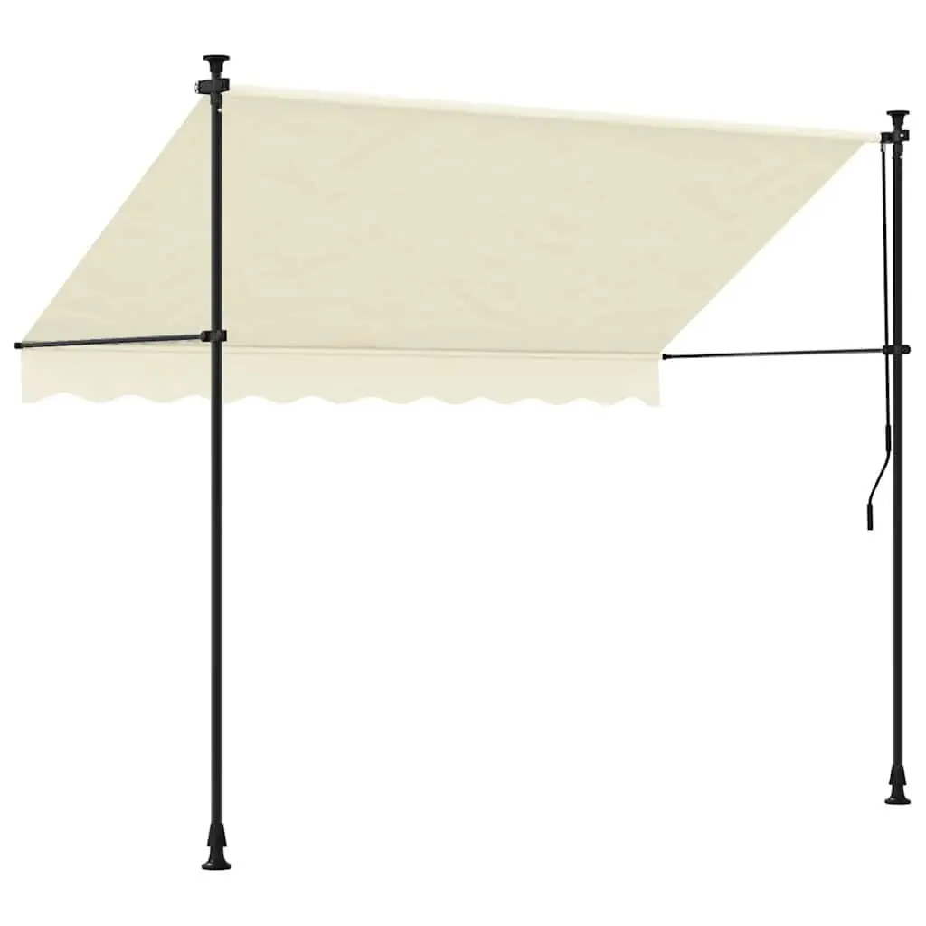 Retractable Awning Steel 300x150 cm Cream Manual Crank Patio Shade