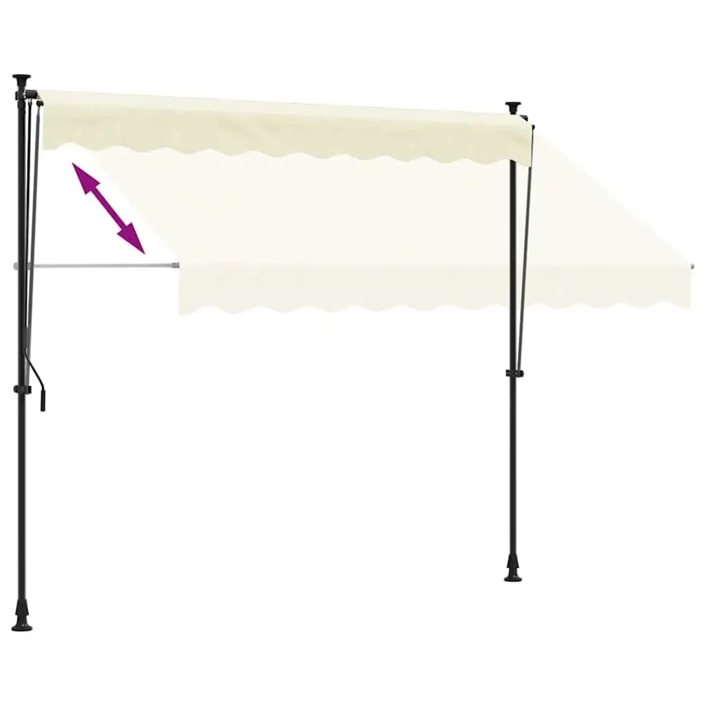 Retractable Awning Steel 300x150 cm Cream Manual Crank Patio Shade