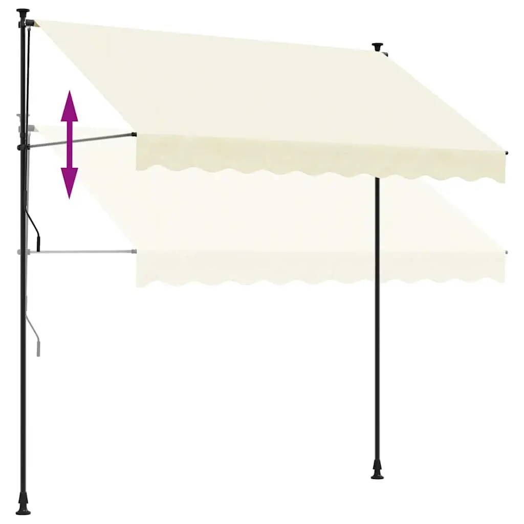 Retractable Awning Steel 300x150 cm Cream Manual Crank Patio Shade