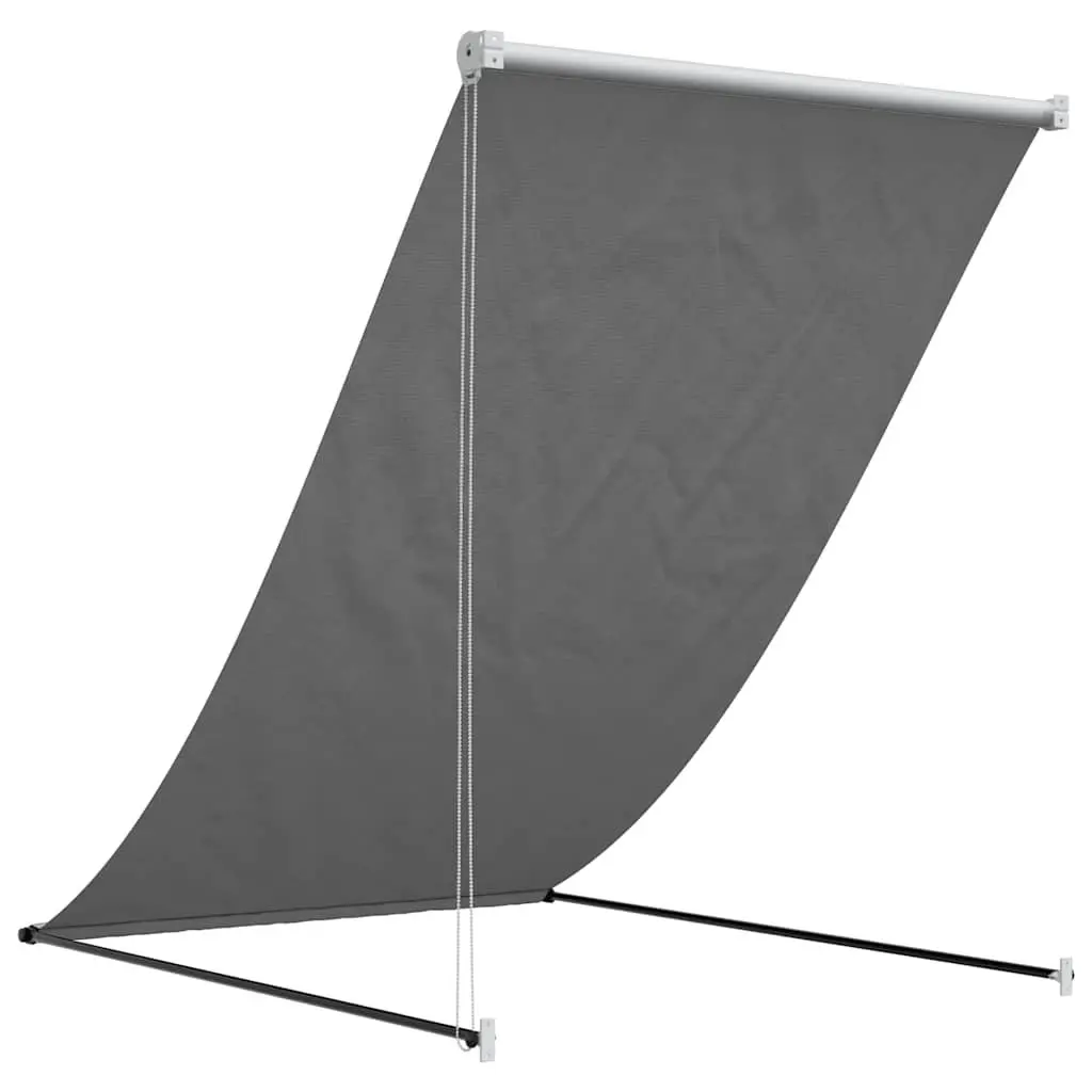 Retractable Awning Outdoor Shade Anthracite 150x150cm Wall Mounted Steel Fabric for Patios Balconies and Commercial Spaces