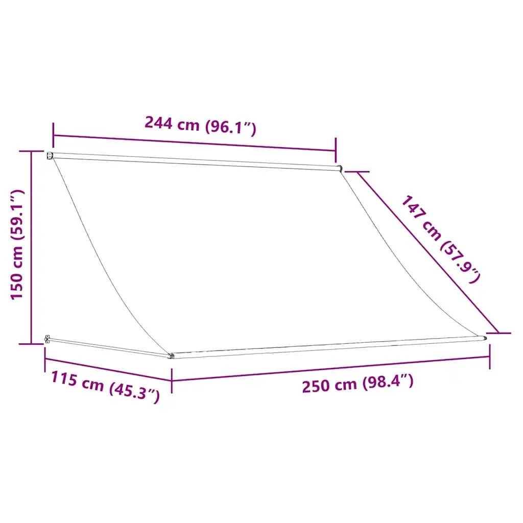 Retractable Awning Steel Frame 250x150cm Anthracite Wall Mounted Shade