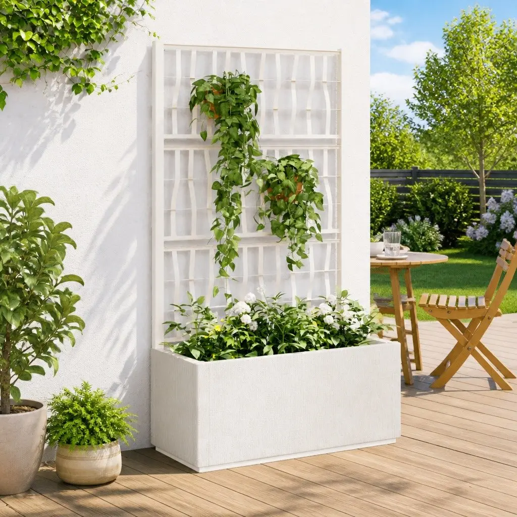 Garden Planter with Trellis Polypropylene 80x36x140cm White