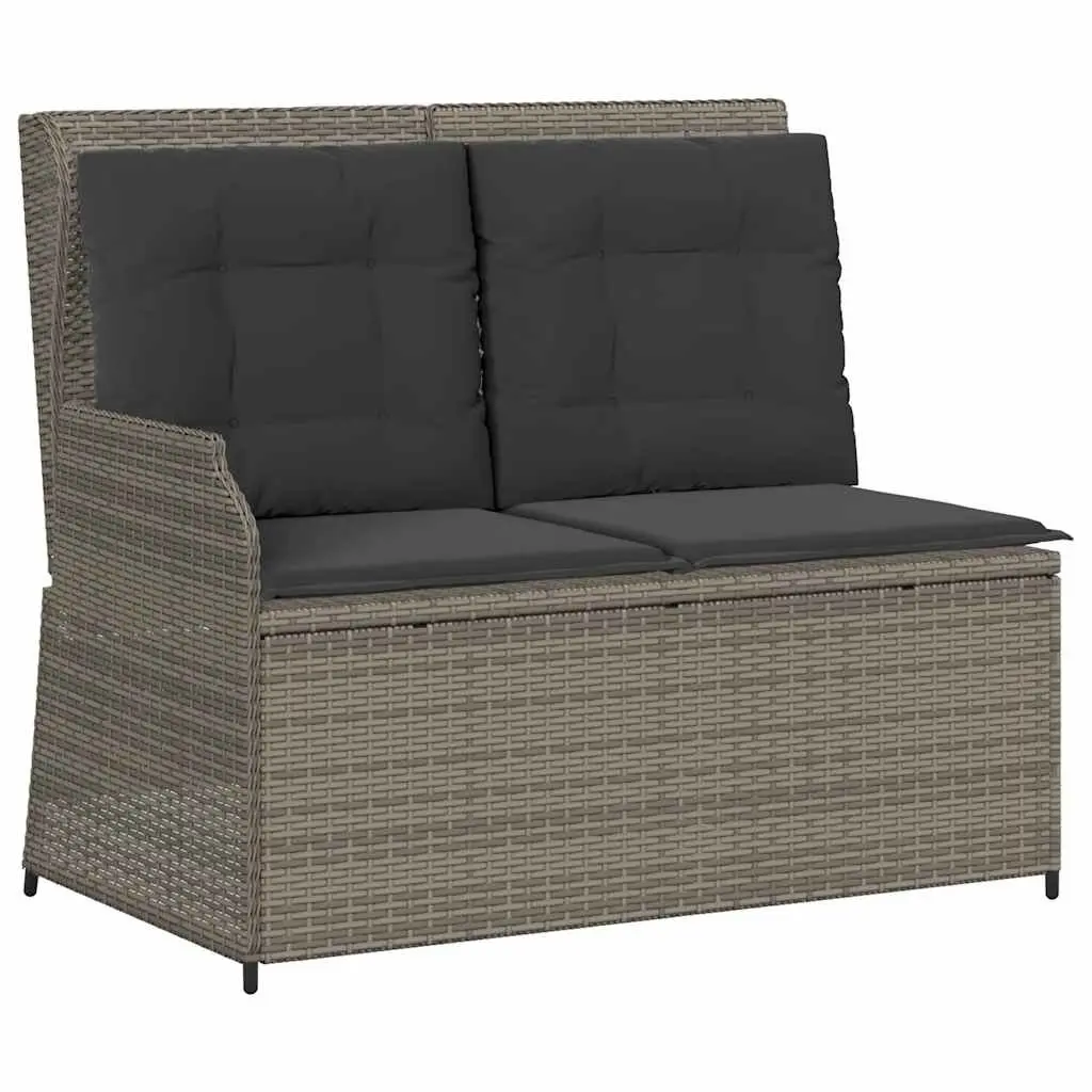 Reclining Garden Bench PE Rattan Adjustable Backrest Grey