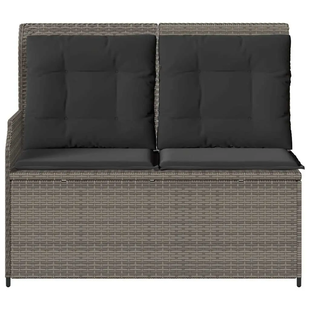 Reclining Garden Bench PE Rattan Adjustable Backrest Grey
