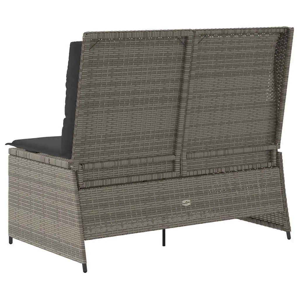 Reclining Garden Bench PE Rattan Adjustable Backrest Grey
