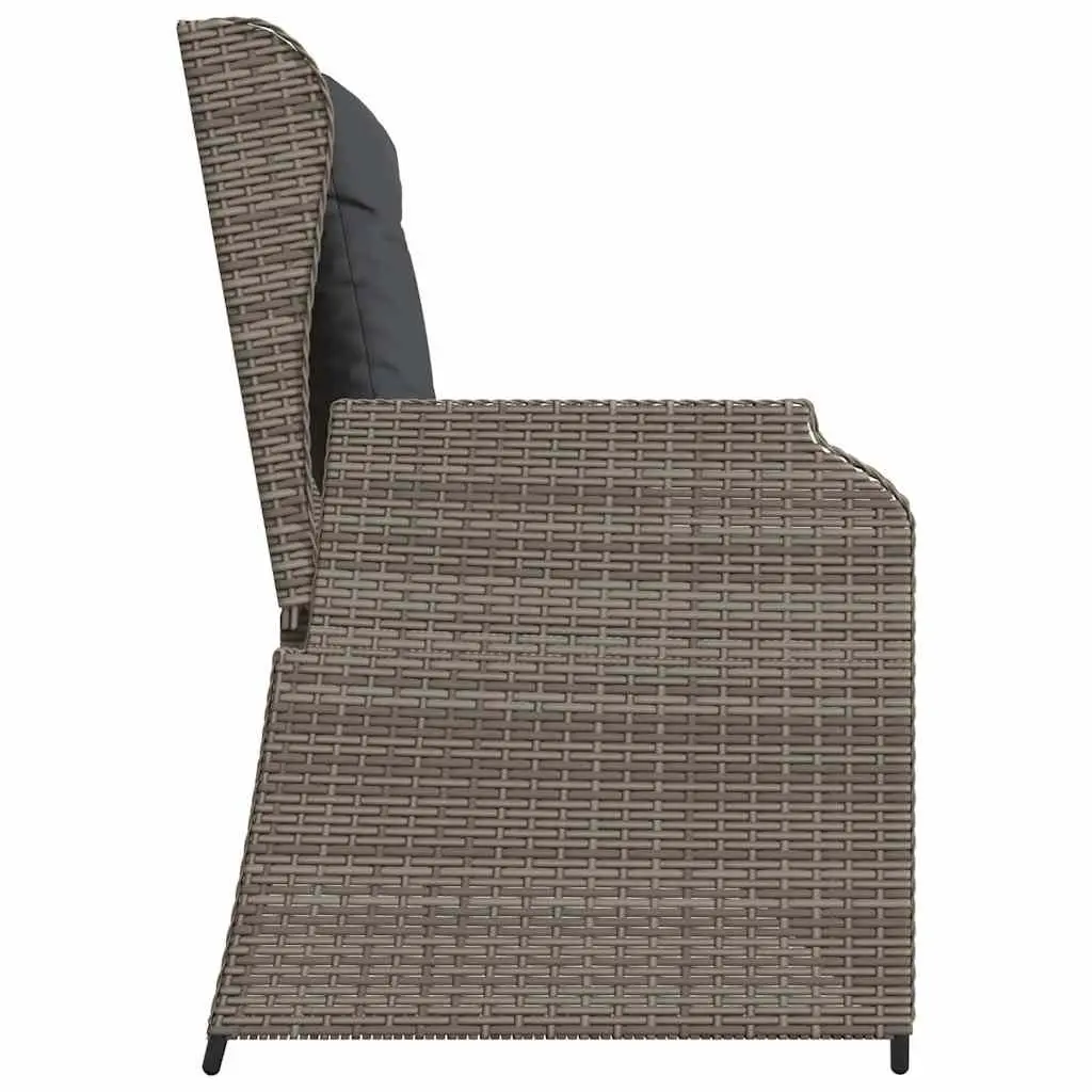 Reclining Garden Bench PE Rattan Adjustable Backrest Grey
