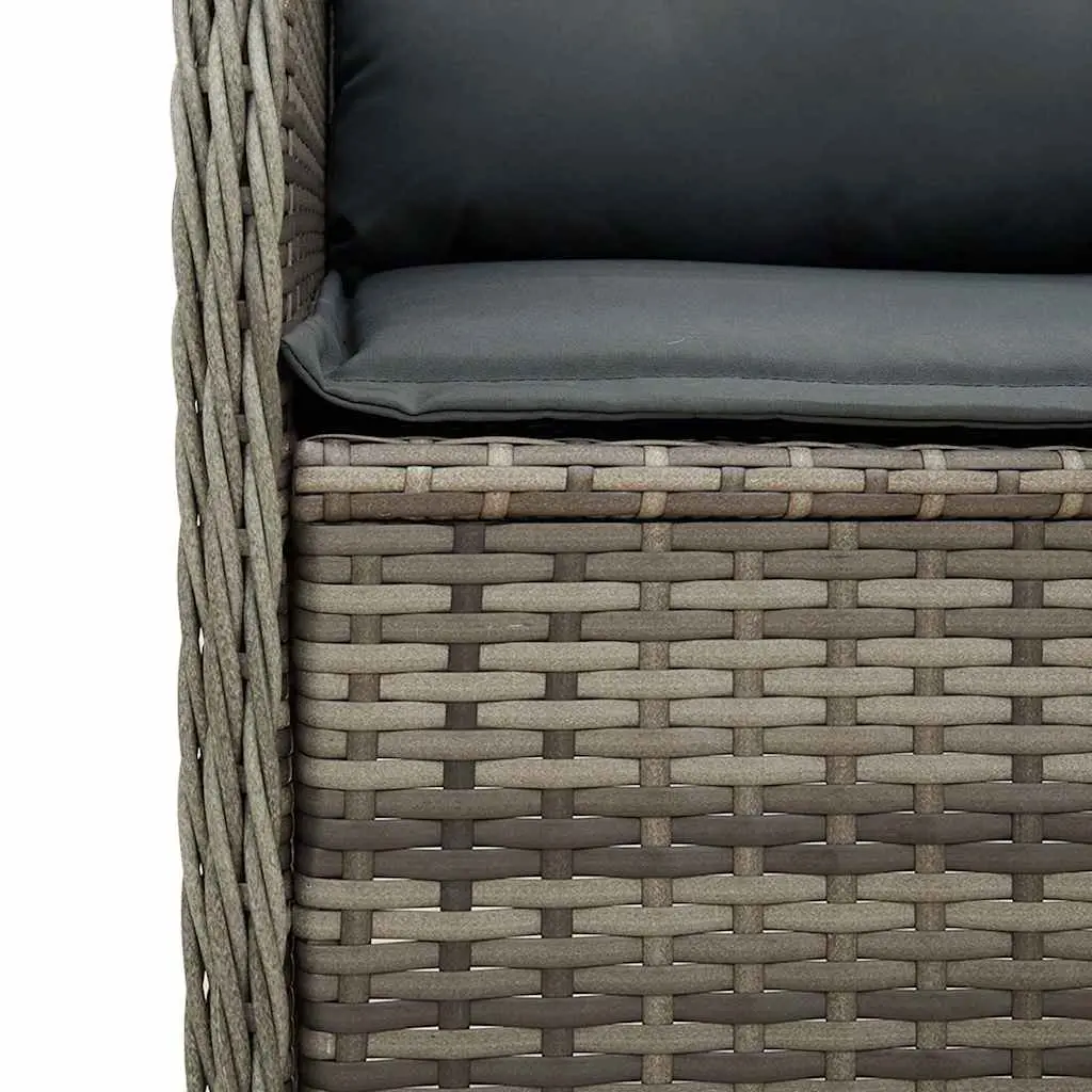 Reclining Garden Bench PE Rattan Adjustable Backrest Grey