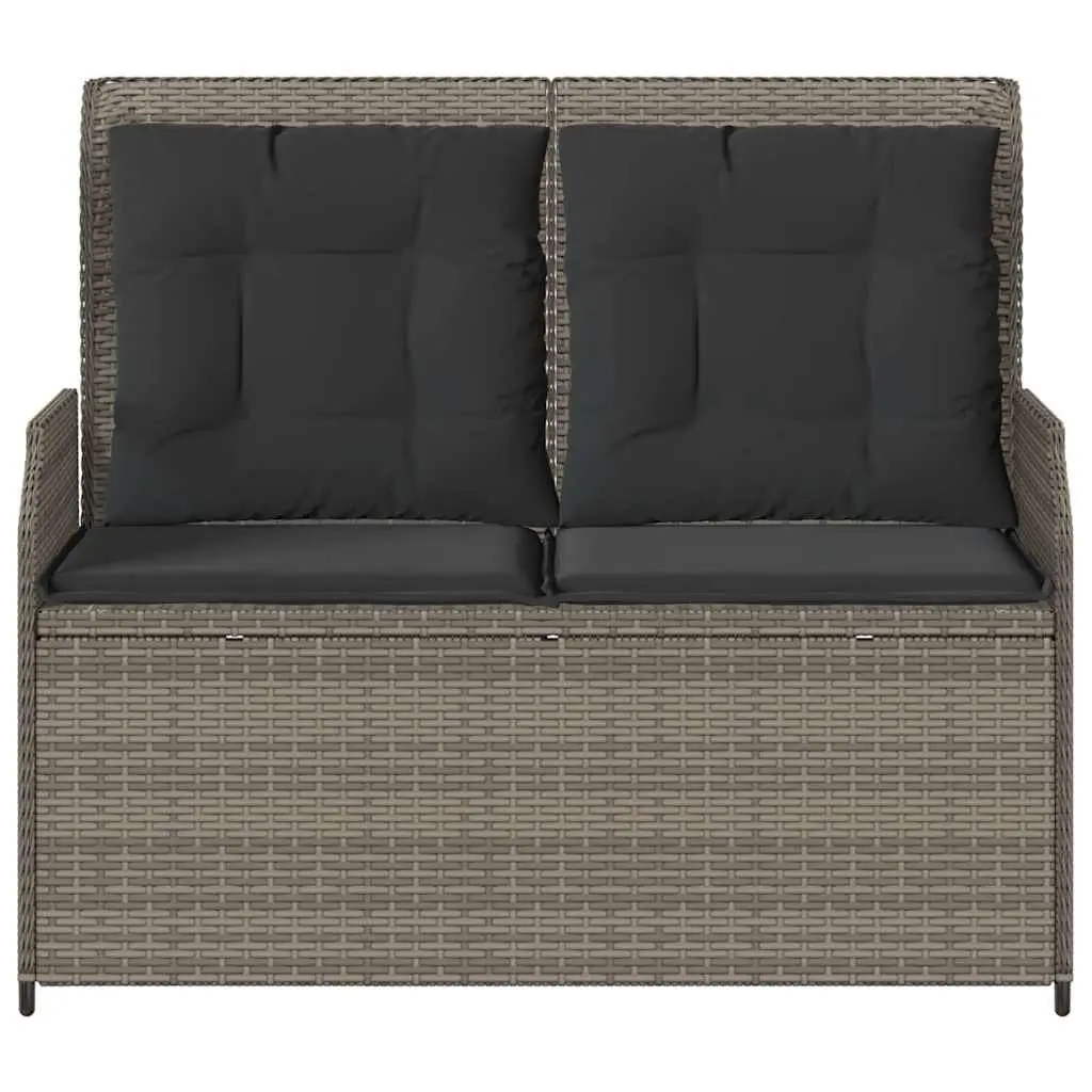 Outdoor Reclining Garden Bench Adjustable Backrest Padded Cushions Grey Poly