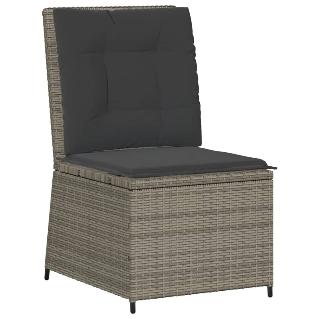 Reclining Garden Sofa Outdoor Seating with Cushions Grey Poly Rattan Adjustable