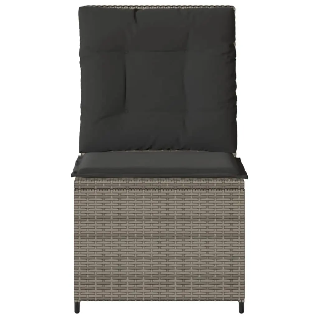 Reclining Garden Sofa Outdoor Seating with Cushions Grey Poly Rattan Adjustable
