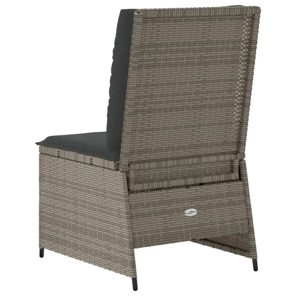 Reclining Garden Sofa Outdoor Seating with Cushions Grey Poly Rattan Adjustable