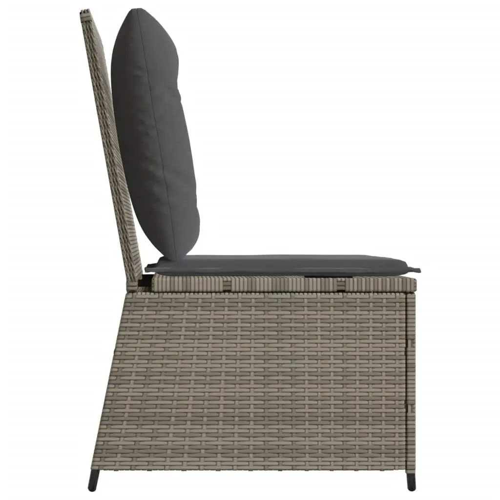 Reclining Garden Sofa Outdoor Seating with Cushions Grey Poly Rattan Adjustable