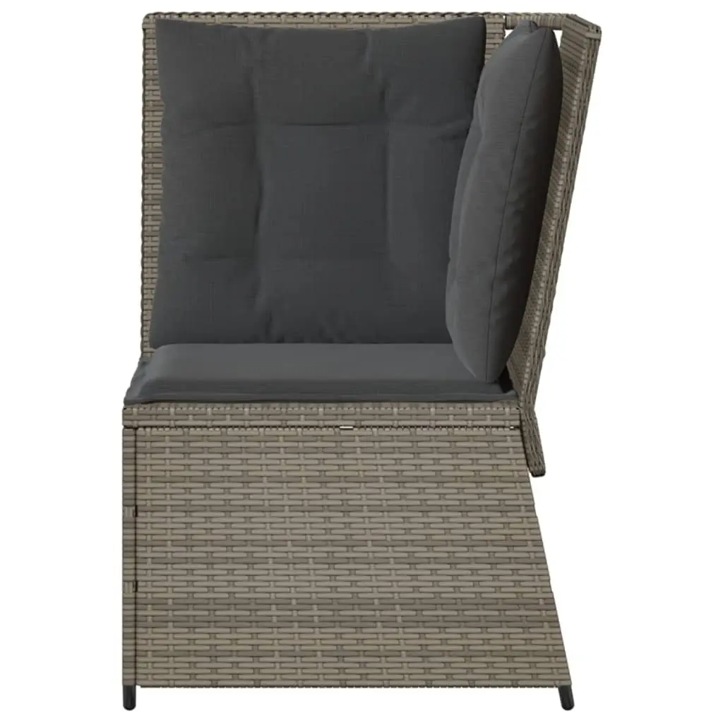 Garden Corner Sofa with Cushions Grey Poly Rattan Outdoor Seating