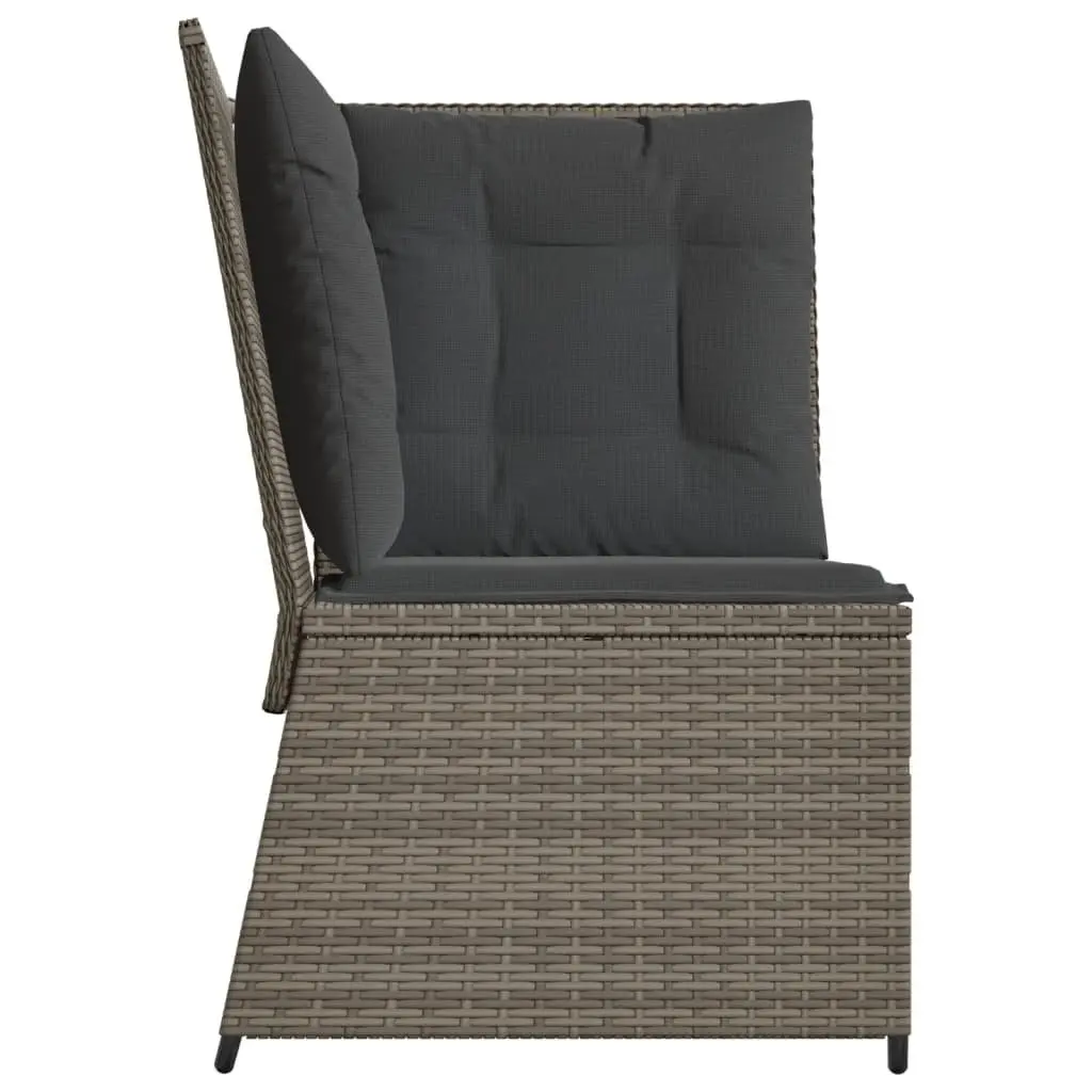 Garden Corner Sofa with Cushions Grey Poly Rattan Outdoor Seating