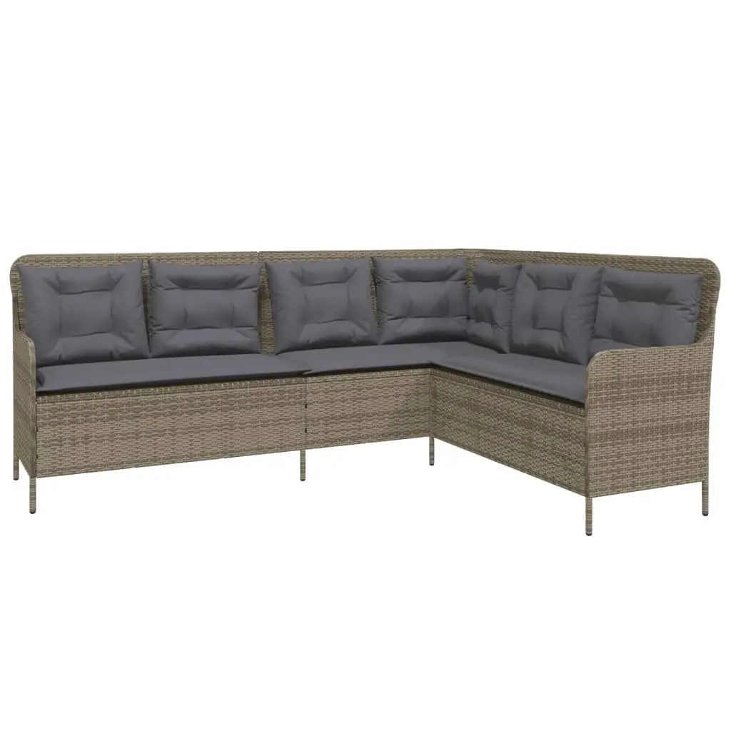 L-Shaped Poly Rattan Garden Sofa with Cushions Outdoor Patio Furniture Grey