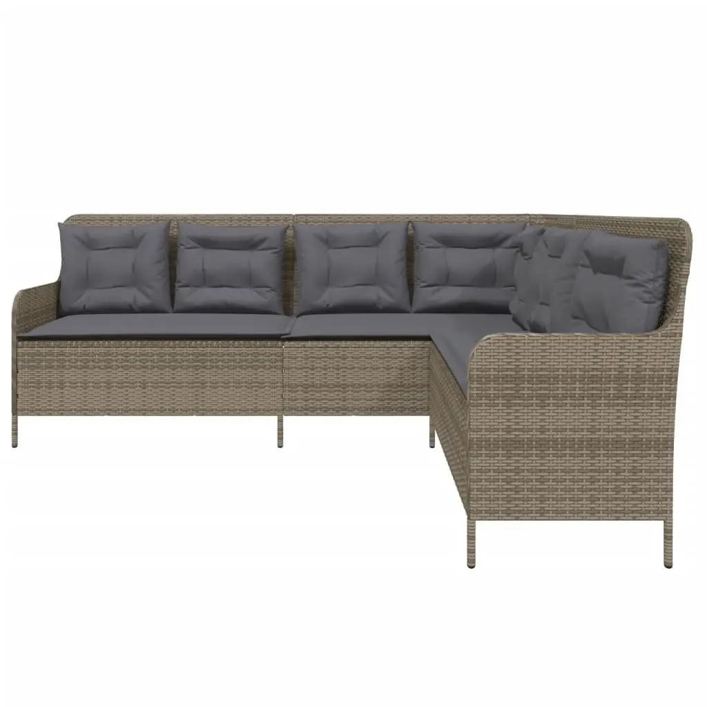 L-Shaped Poly Rattan Garden Sofa with Cushions Outdoor Patio Furniture Grey