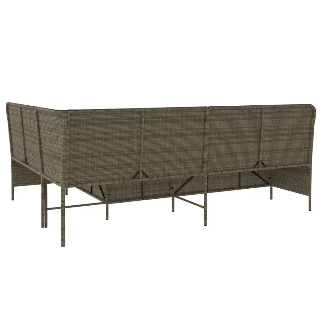 L-Shaped Poly Rattan Garden Sofa with Cushions Outdoor Patio Furniture Grey
