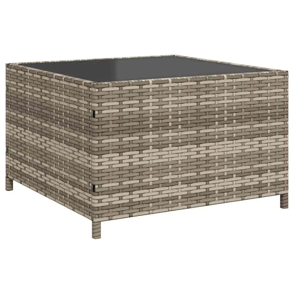 L-Shaped Garden Sofa Set PE Rattan Grey Outdoor Patio Furniture with Table