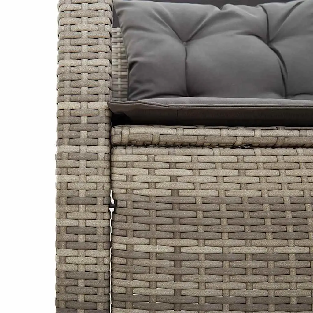 L-Shaped Garden Sofa Set PE Rattan Grey Outdoor Patio Furniture with Table