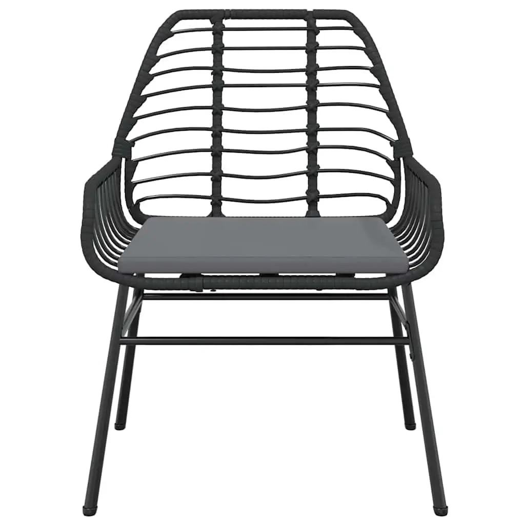 Outdoor Garden Chairs PE Rattan 2 Piece Set with Padded Cushions Black