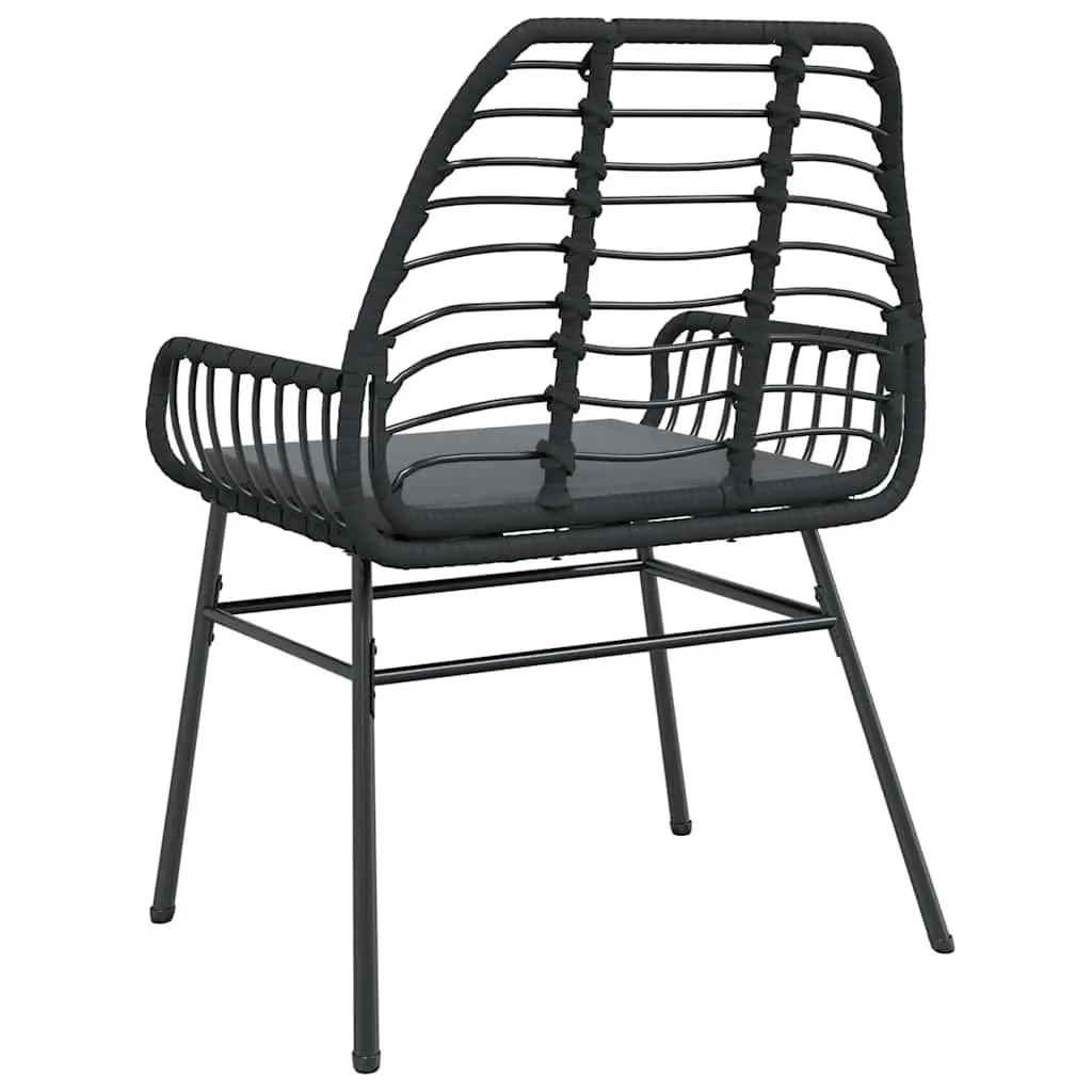 Outdoor Garden Chairs PE Rattan 2 Piece Set with Padded Cushions Black