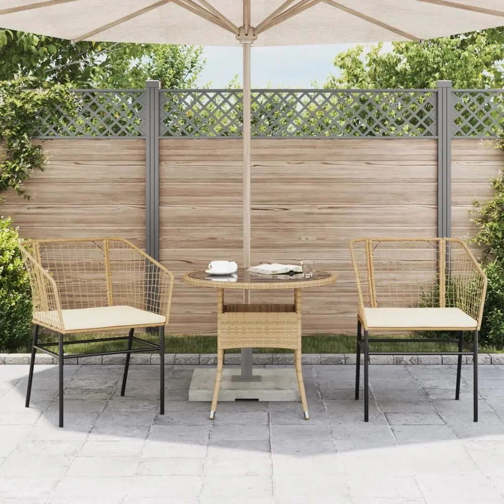 Outdoor Garden Chairs Poly Rattan Armchair with Backrest and Cushions 2 pcs Brown