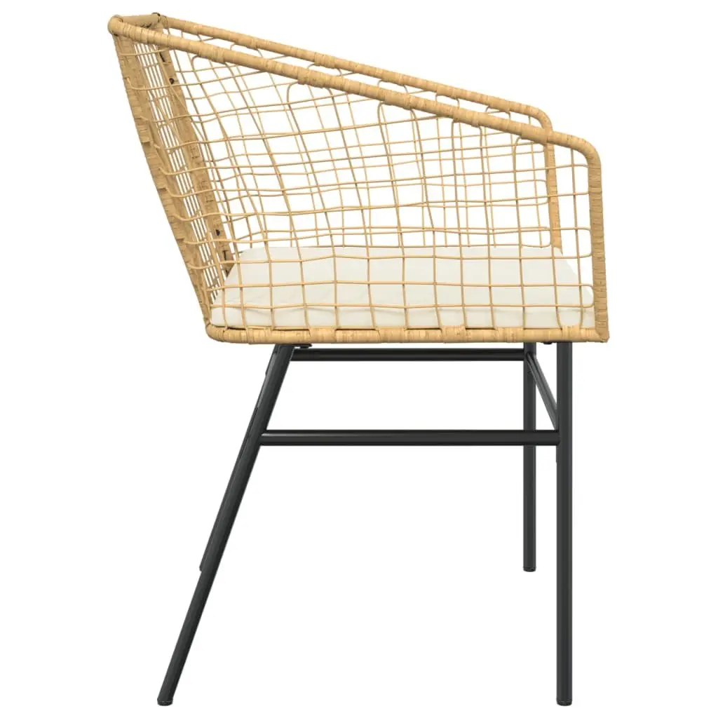 Outdoor Garden Chairs Poly Rattan Armchair with Backrest and Cushions 2 pcs Brown