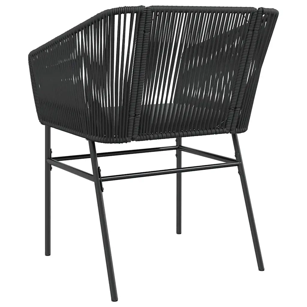 Outdoor Garden Chairs Set PE Rattan Powder Coated Steel 2 pcs Black with Cushions