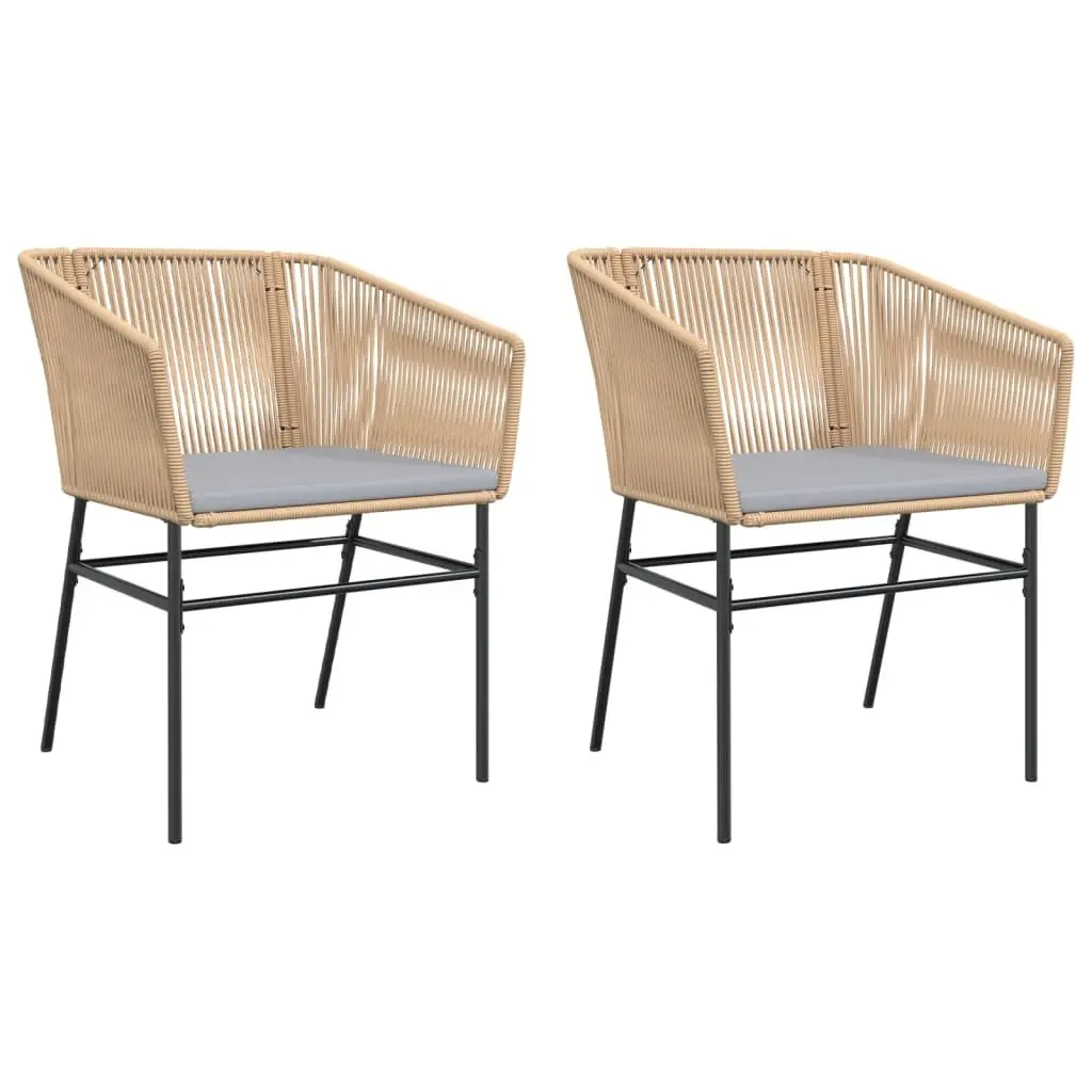 Outdoor Garden Chairs Poly Rattan 2 pcs Brown with Cushions