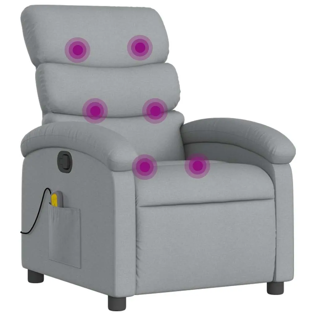 Grey Fabric Manual Recliner Massage Chair with 6 Vibration Points Adjustable Backrest and Thickly Padded Seating for Comfort
