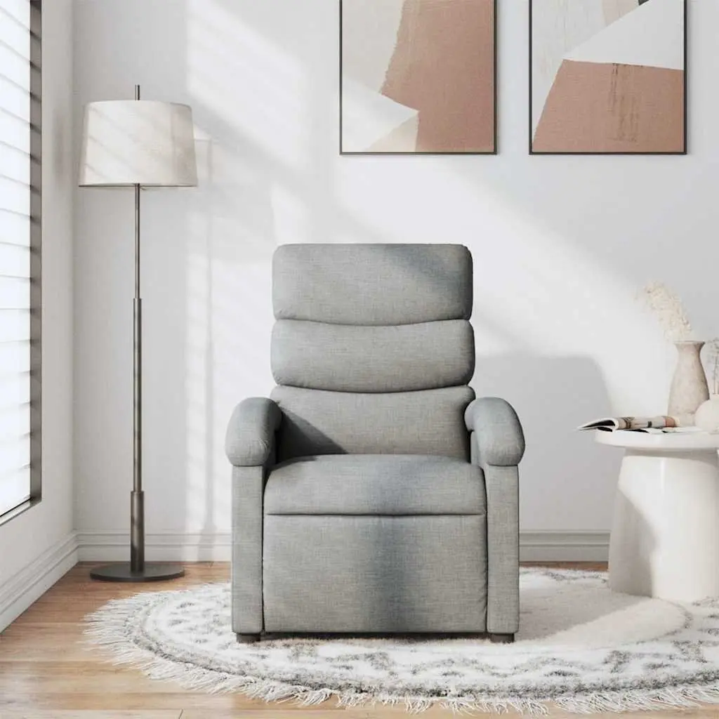 Grey Fabric Manual Recliner Massage Chair with 6 Vibration Points Adjustable Backrest and Thickly Padded Seating for Comfort