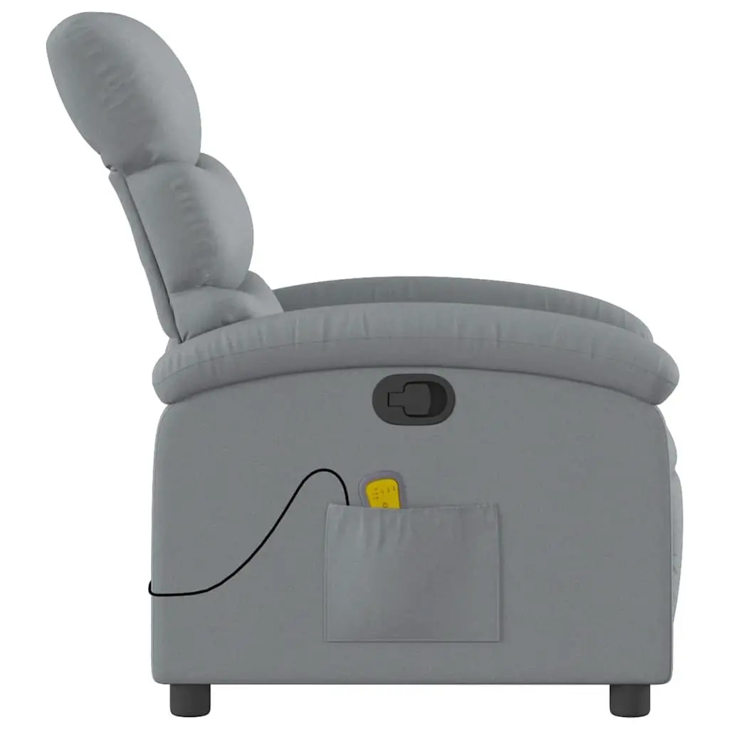 Grey Fabric Manual Recliner Massage Chair with 6 Vibration Points Adjustable Backrest and Thickly Padded Seating for Comfort