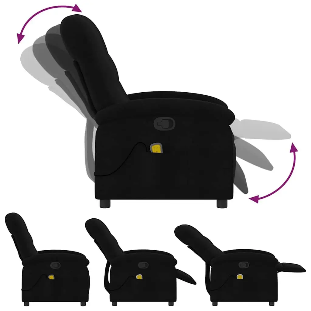 Recliner Chair Manual Black Fabric Vibration Massage Armchair 6 Points Adjustable Footrest
