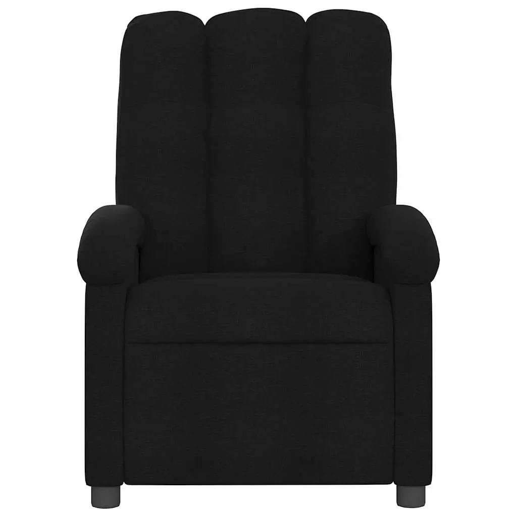 Recliner Chair Manual Black Fabric Vibration Massage Armchair 6 Points Adjustable Footrest