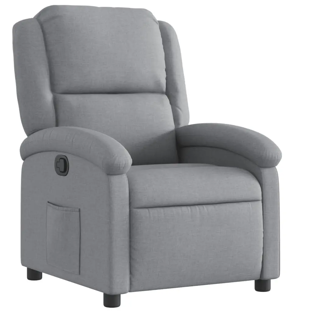 Recliner Chair Manual Reclining Fabric Light Grey Adjustable Seat