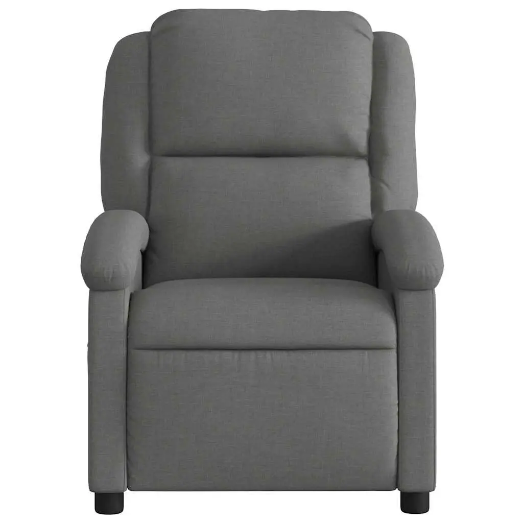 Grey Fabric Recliner Chair Manual Reclining Lounge Seat with Footrest and Side Pocket
