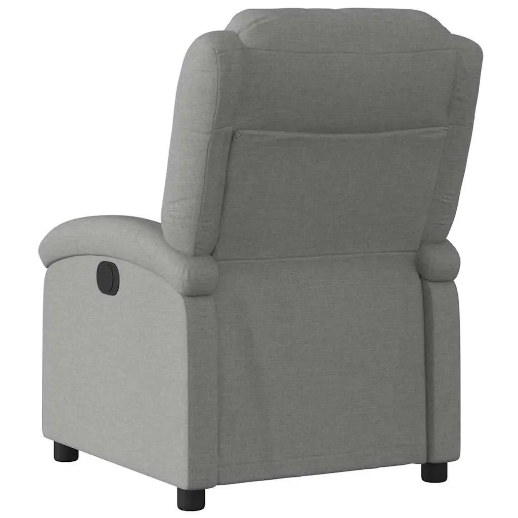 Grey Fabric Recliner Chair Manual Reclining Lounge Seat with Footrest and Side Pocket