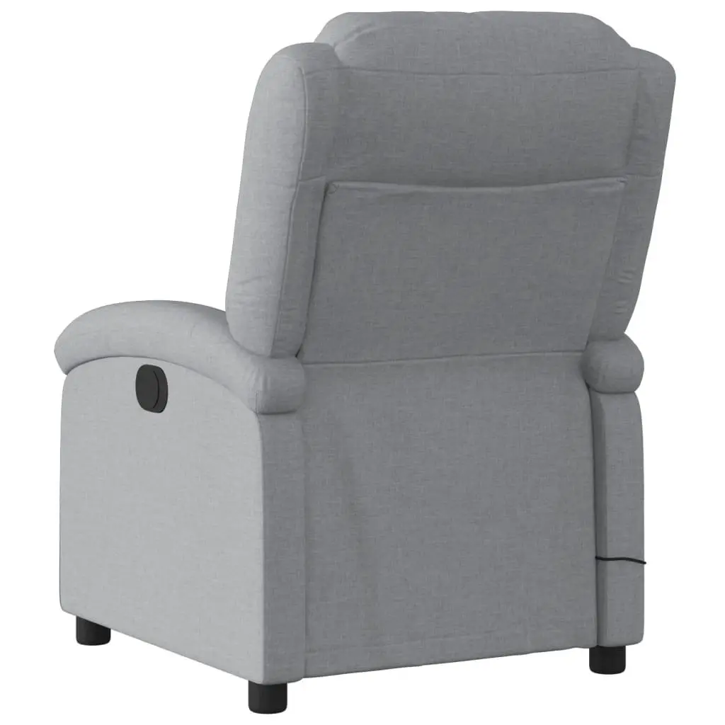 Massage Recliner Chair Light Grey Fabric Manual Reclining Armchair Vibration 6
