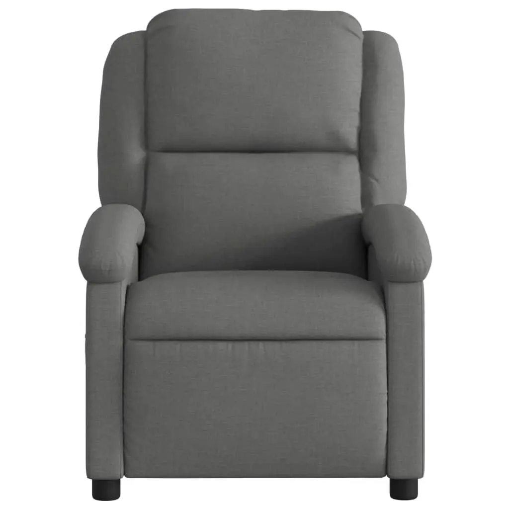 Recliner Chair Fabric Grey Manual Massage 6 Vibration Points Adjustable Backrest