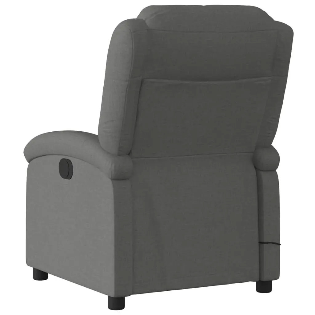 Recliner Chair Fabric Grey Manual Massage 6 Vibration Points Adjustable Backrest