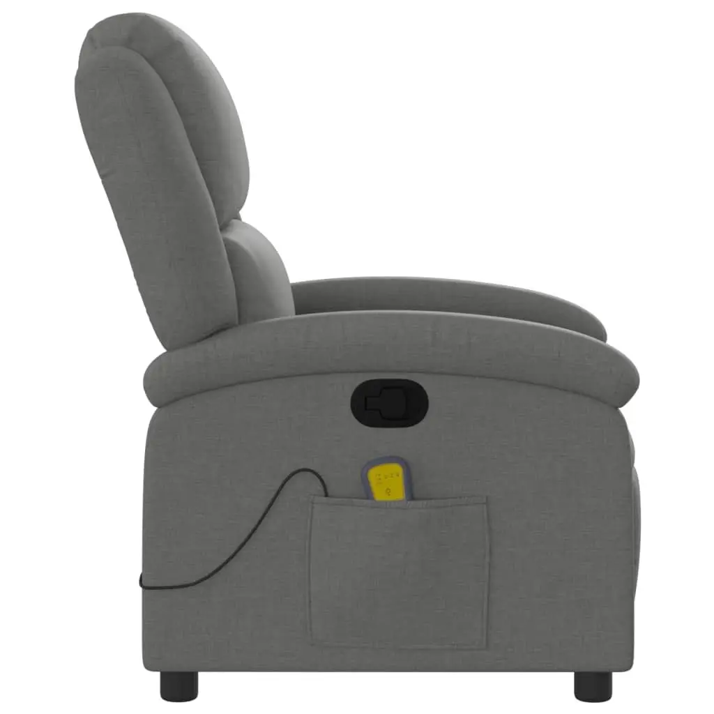 Recliner Chair Fabric Grey Manual Massage 6 Vibration Points Adjustable Backrest