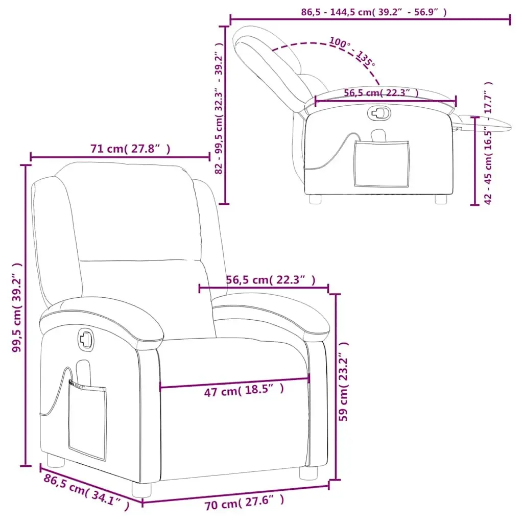 Massage Recliner Chair Black Fabric Manual Recline 6 Point Vibration Armchair