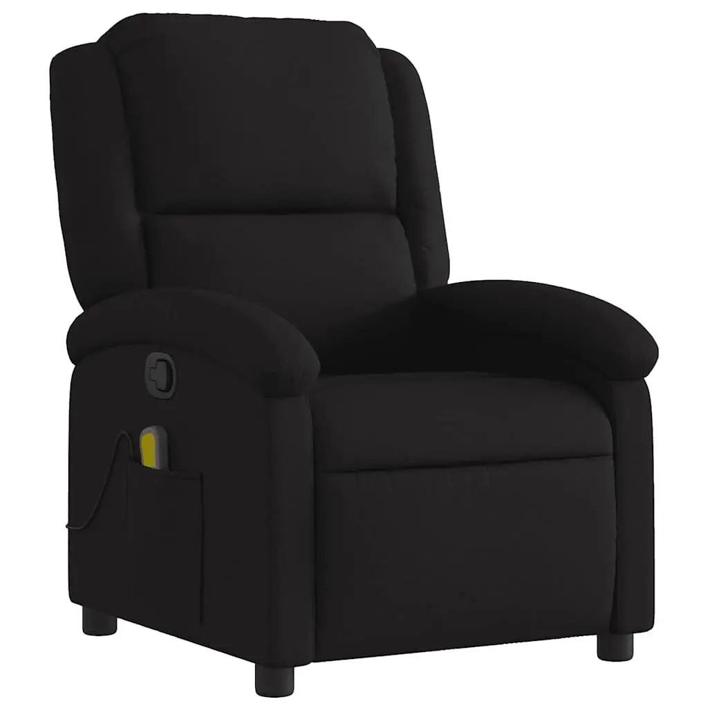Massage Recliner Chair Black Fabric Manual Recline 6 Point Vibration Armchair