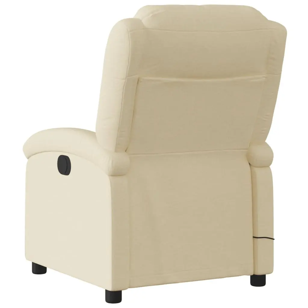 Massage Chair Fabric Cream Recliner Manual Vibration Footrest Adjustable Armchair
